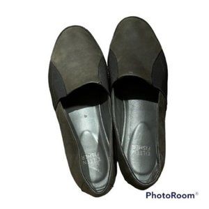 Eileen Fisher Womens Chase Loafer Gray Green Size 7 1/2 Elastic Flat